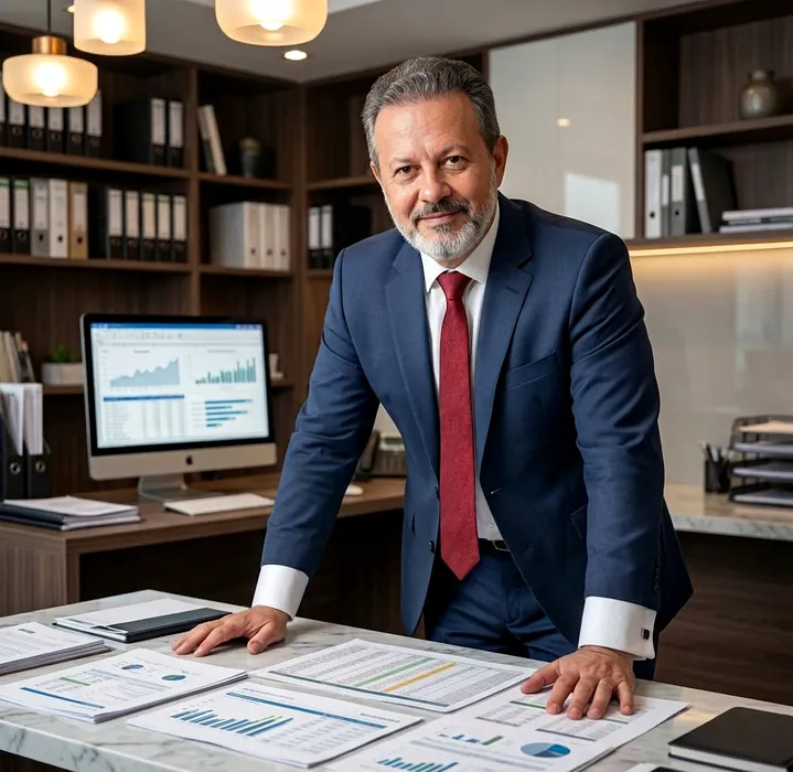 Marcio Teruel Tomazeli no escritório da Contábil Church, em São Paulo